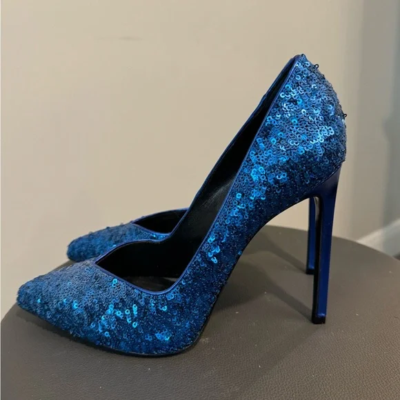Saint Laurent electric blue sequin size 38.5 pumps - Picture 4 of 8